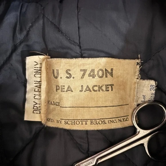 Schott NYC U.S 740N classic melton wool navy Pea Coat men’s size 38 USA vintage - Picture 4 of 12